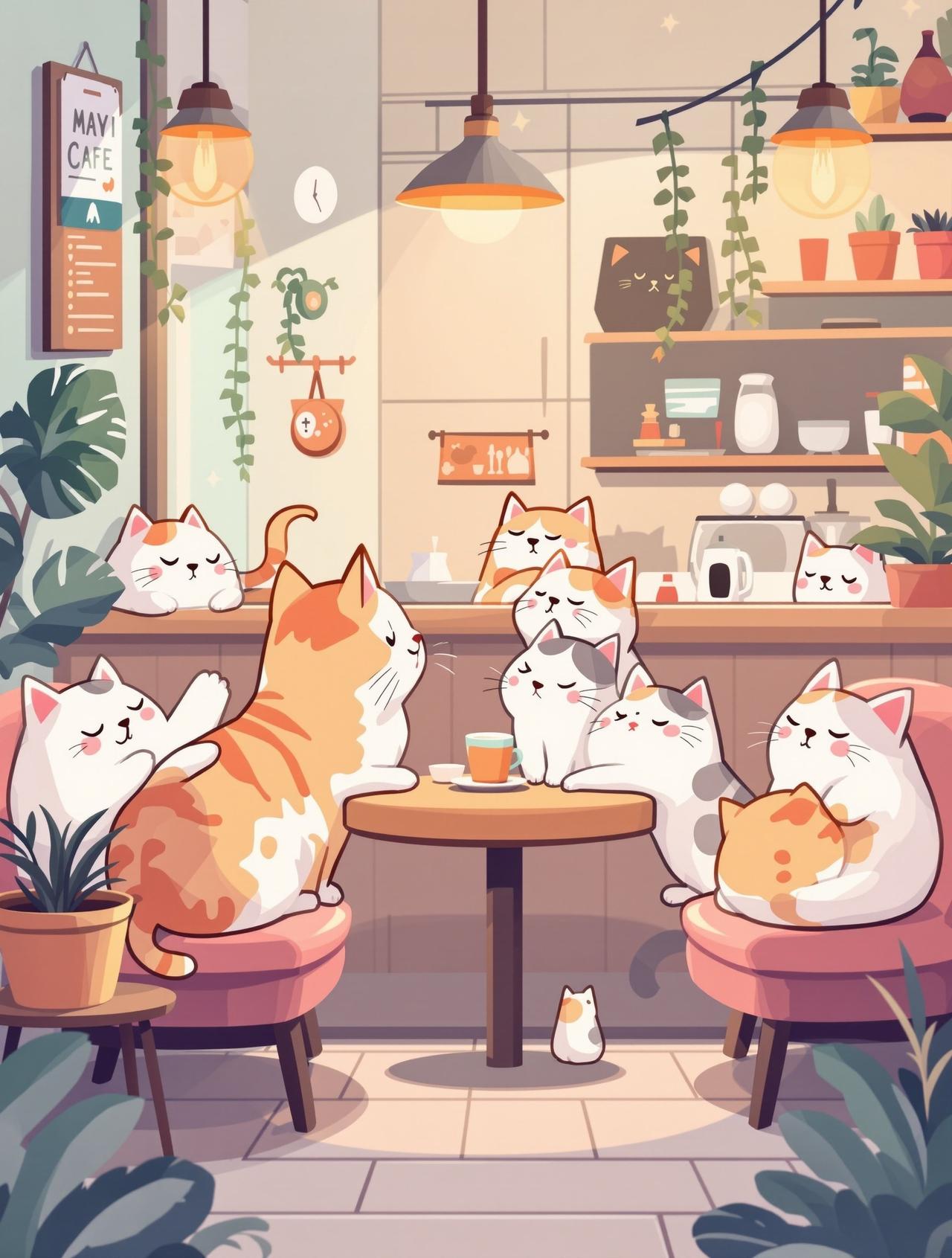 ai成人 猫咪咖啡馆的午后 - 治愈日常动漫短剧